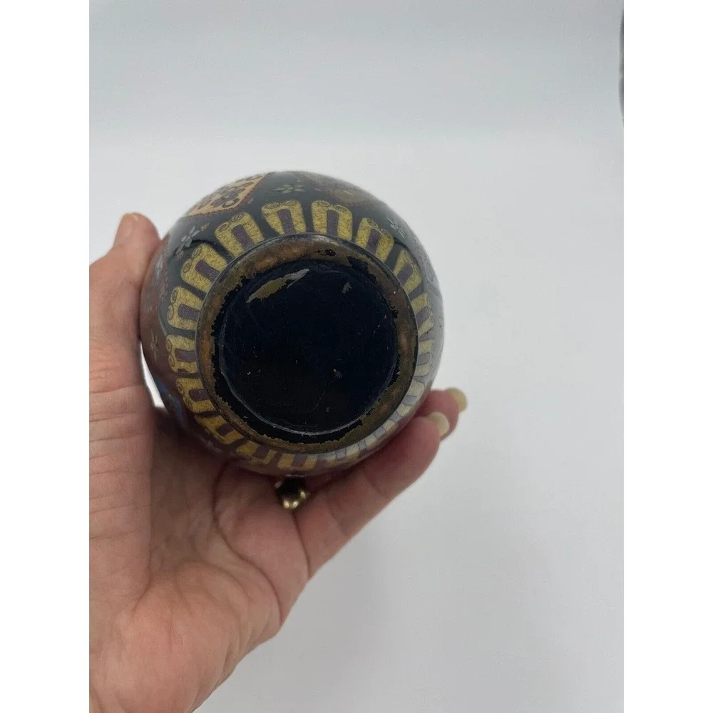 Cloisonne Vase Jar with‎ Lid Dragon Floral Asian Decor Decorative Accent 6